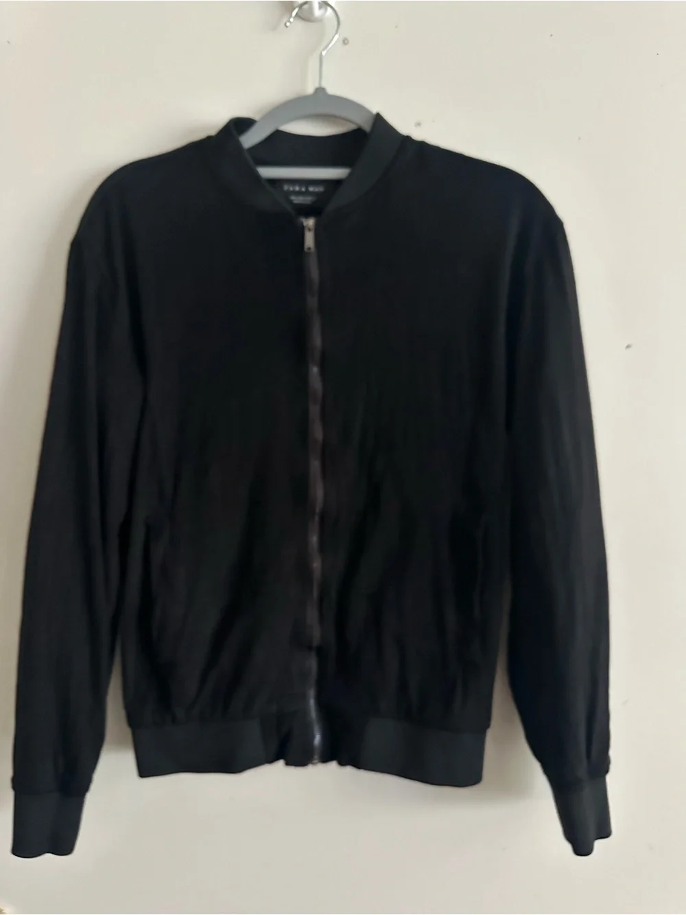 Zara Man Black Suede Zip Up Bomber Flight Jacket Size S